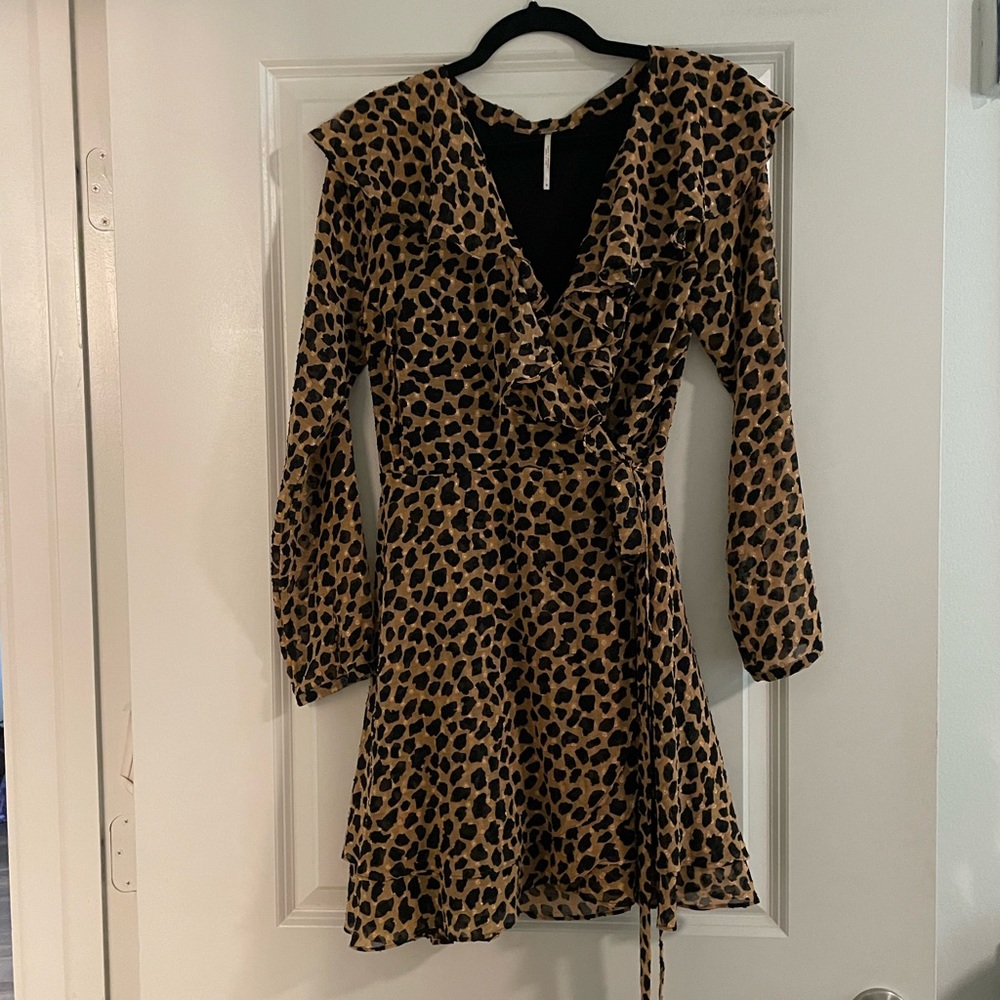 Free People Animal Print Wrap Dress